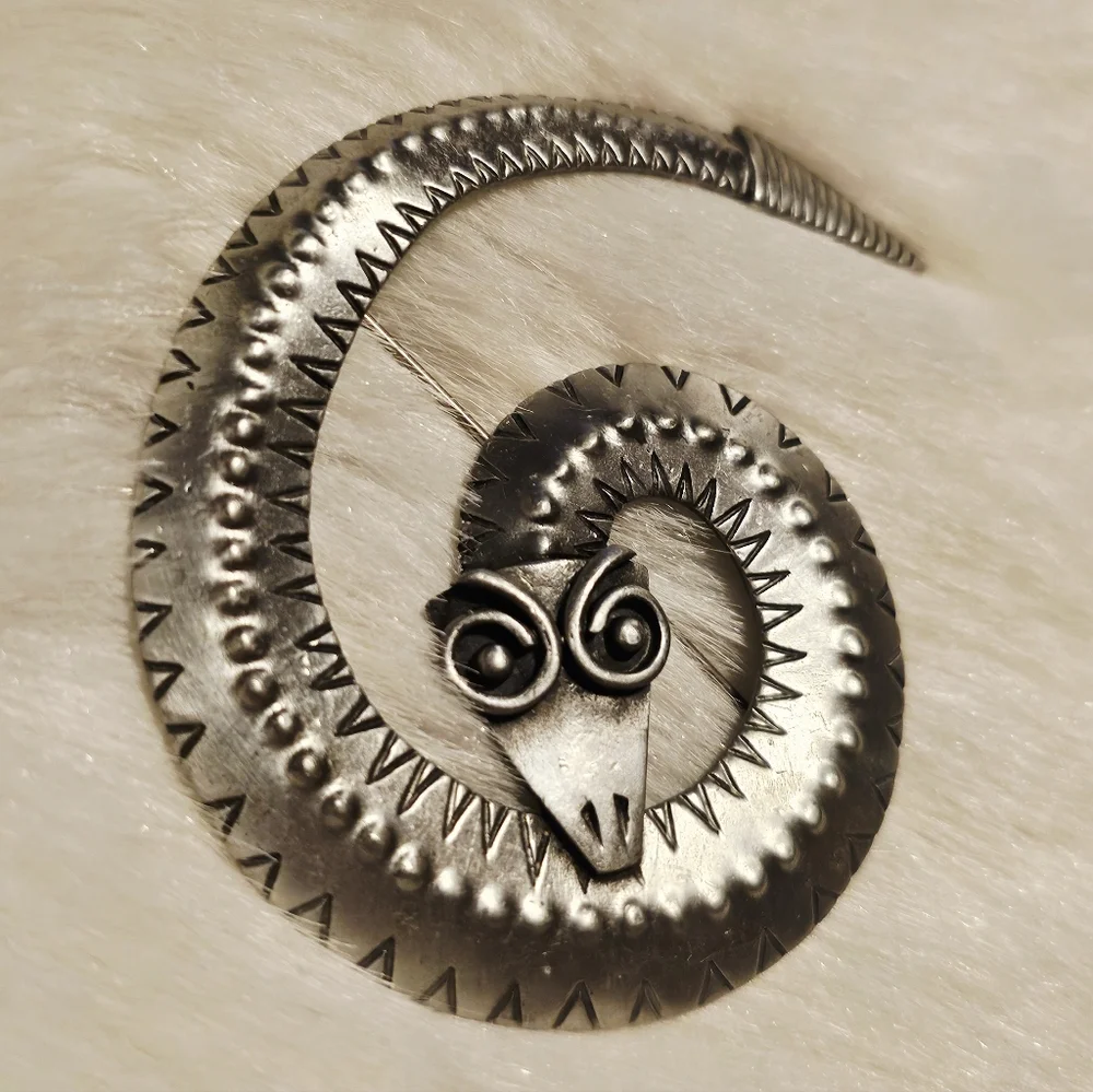 VTG J J Jonette Jewelry Snake Serpent Reptile Figure Coiled Pewter 3
